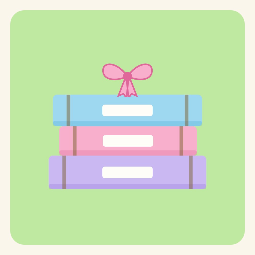 Stack of books with a gift bow