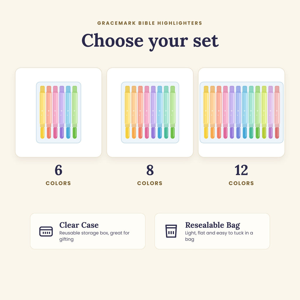 Choose 6, 8 or 12 colors in a clear case or resealable bag