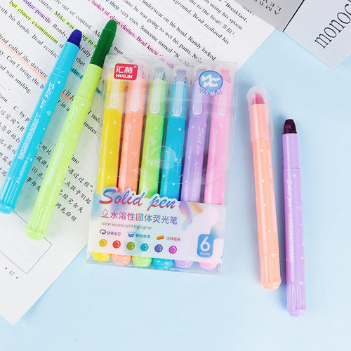 6-color pastel twist-up jelly gel Bible highlighters with slim clear case