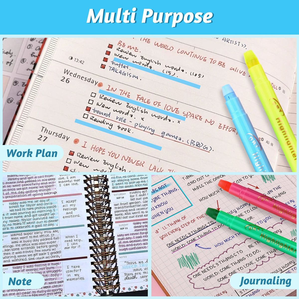 Use for work plans, notes and journaling