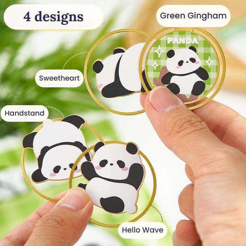 The four panda designs: Sweetheart, Handstand, Hello Wave, Green Gingham