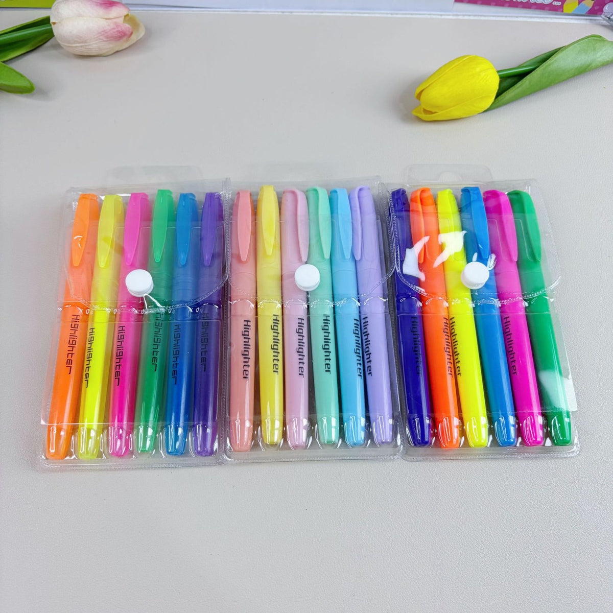All three 6-packs: bright, macaron pastel and clear bright