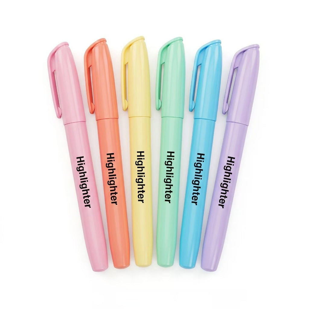 Six macaron pastel slim chisel highlighters